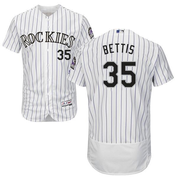 Rockies #35 Chad Bettis White Strip Flexbase Authentic Collection Stitched MLB Jersey